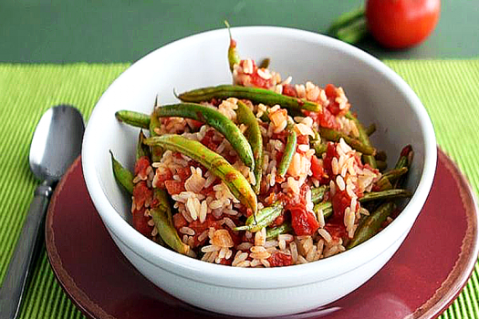 Green Bean and Rice Casserole in a bowl