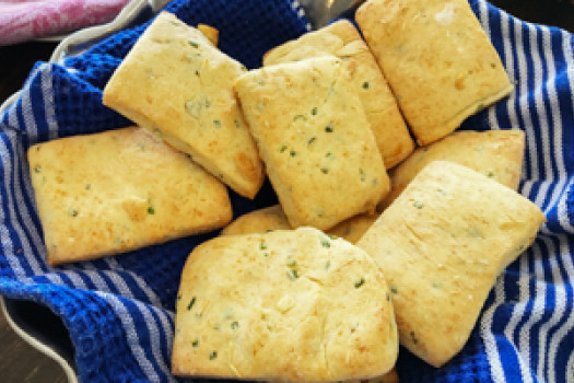 Parmesan Chive Biscuits in a bowl