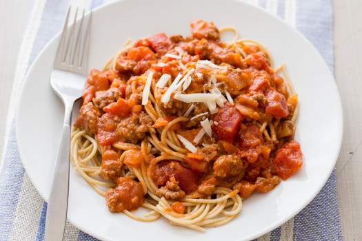 Pasta Bolognese on a plate