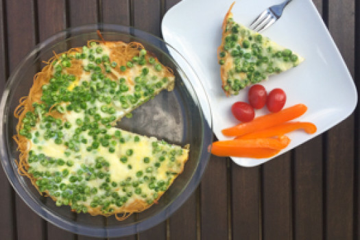 freshly cooked Pasta Frittata with Peas