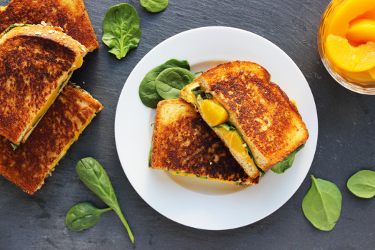 Grilled Cheese with Peaches on a plate
