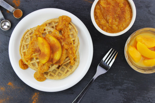 Peach Sauce on top of waffles