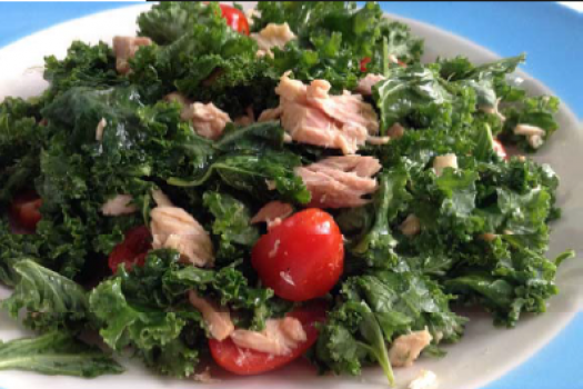 Simply Satisfying Kale and Tuna Salad on a plate