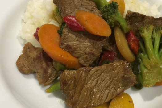 Stir Fry Vegetables and Beef on a plate