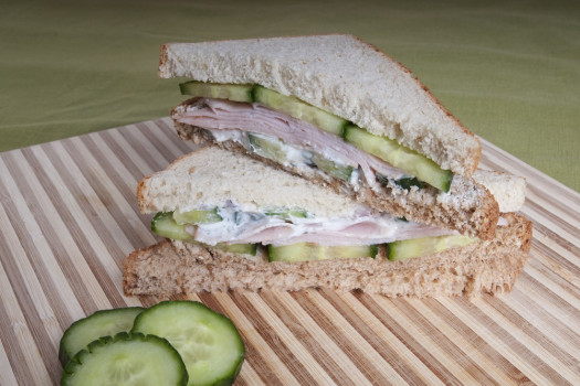 Turkey and Cucumber Sandwich on a plate