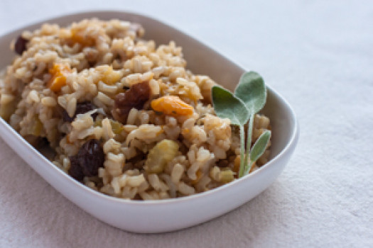 Brown Rice Pilaf with Sage, Walnuts, and Dried Fruit