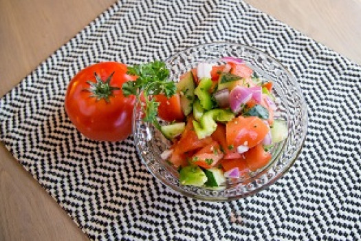 Tomato and Cucumber Salad in a bowl