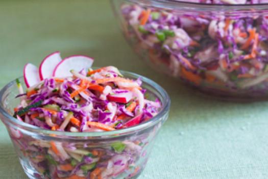 Zucchini Coleslaw in bowls