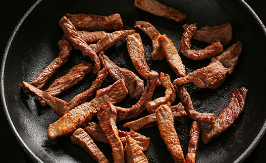 Marinated Beef in a pan