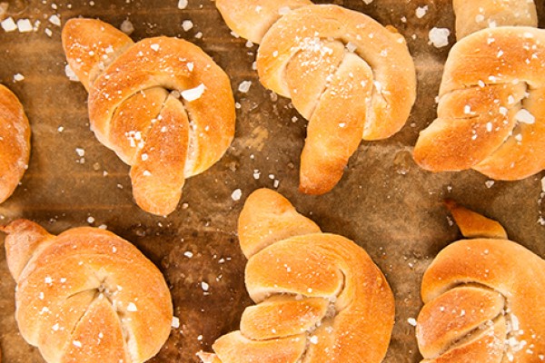 Pretzel Shapes on a baking sheet