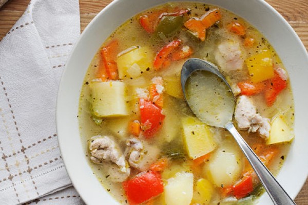 Quick Chicken & Vegetable Soup in a bowl