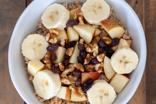 Rice Bowl Breakfast with Fruit and Nuts 