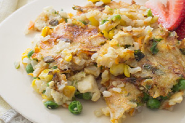 plate of Crusty Rice with Tofu and Vegetables