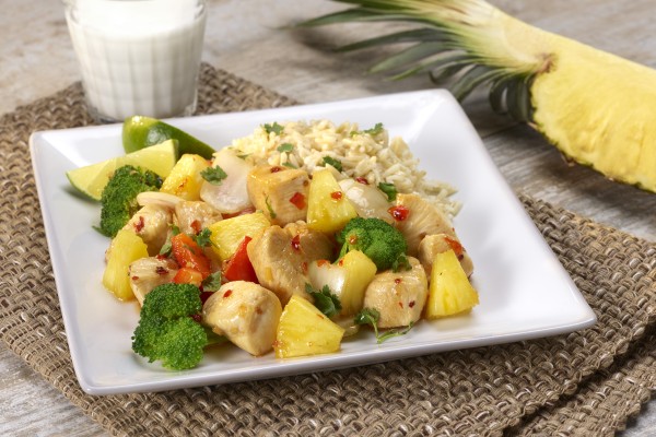 Thai Pineapple and Chicken on a serving plate