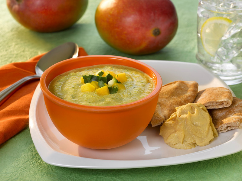 Mango Cucumber Soup in a bowl