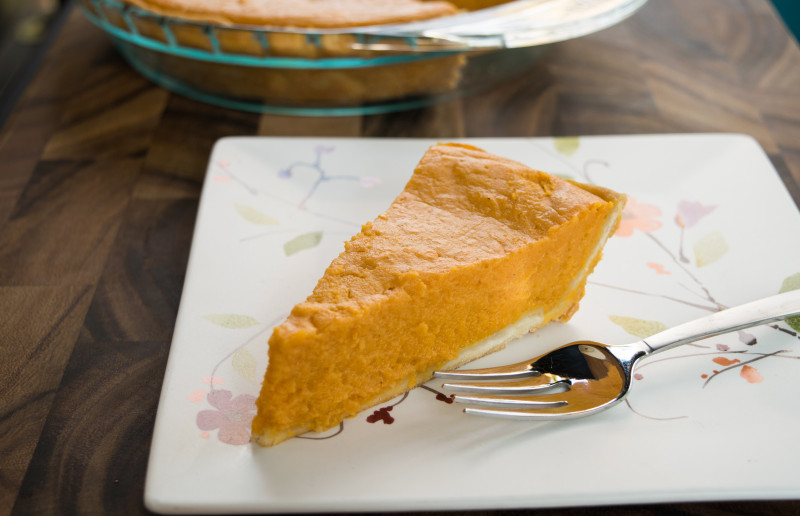 Mock Southern Sweet Potato Pie on a plate