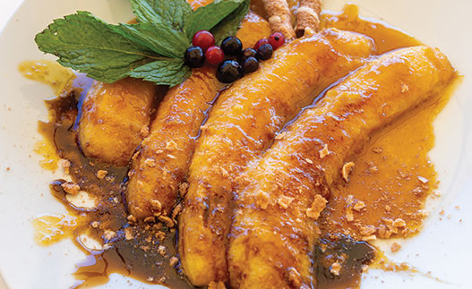 photo of bananas with caramel sauce