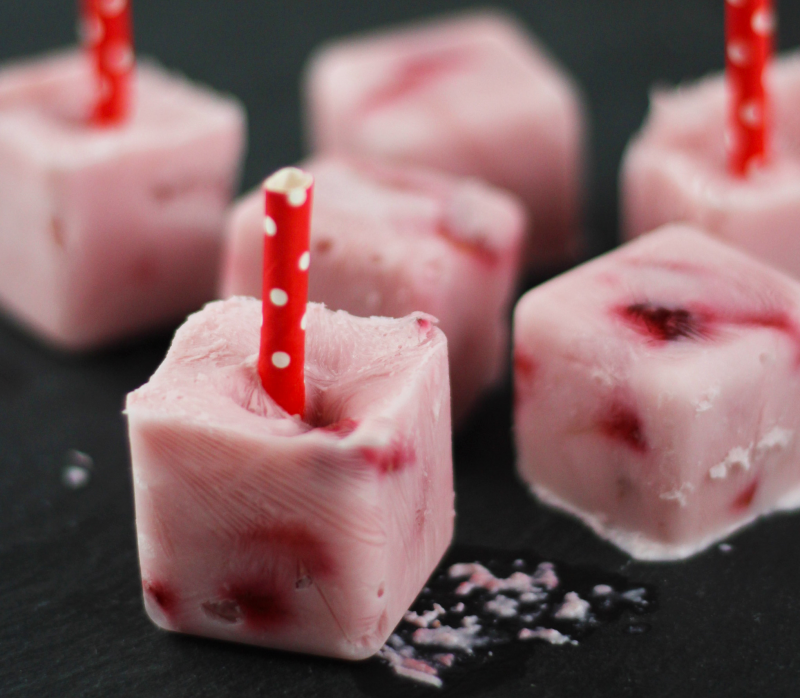 Strawberry Yogurt Pops on a plate