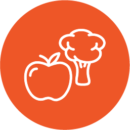 icon of an apple and a piece of broccoli