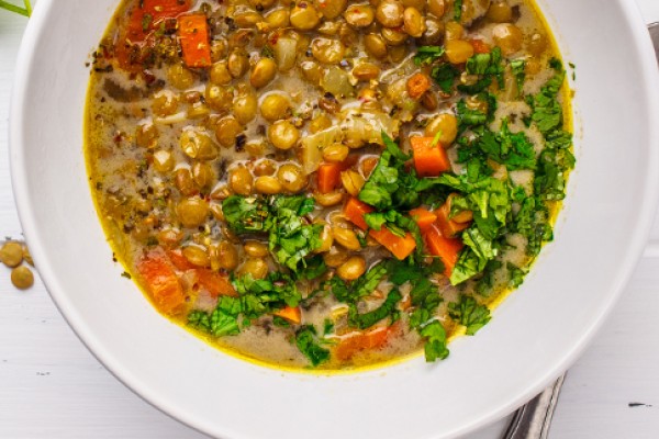 Slow Cooker Lentil Soup in a bowl