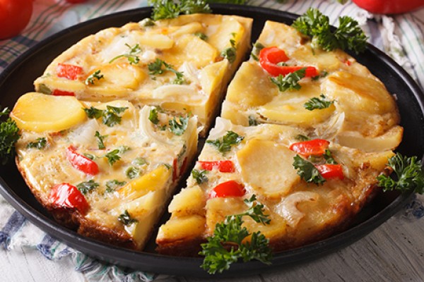 Spanish Omelet on a skillet