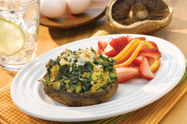 Herbed Spinach Quiche Portabella Caps on a plate