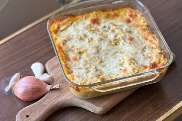 image of Butternut Squash Pasta Bake on a dish
