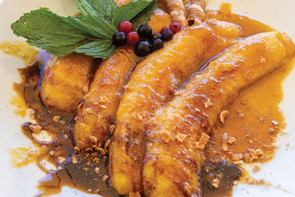 photo of bananas with caramel sauce