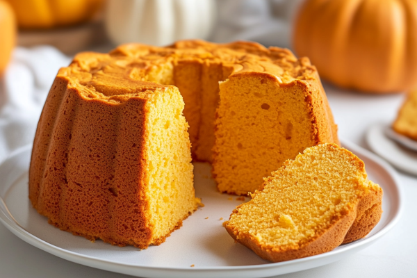 Image of Pumpkin Angel Food Cake Recipe on a plate.
