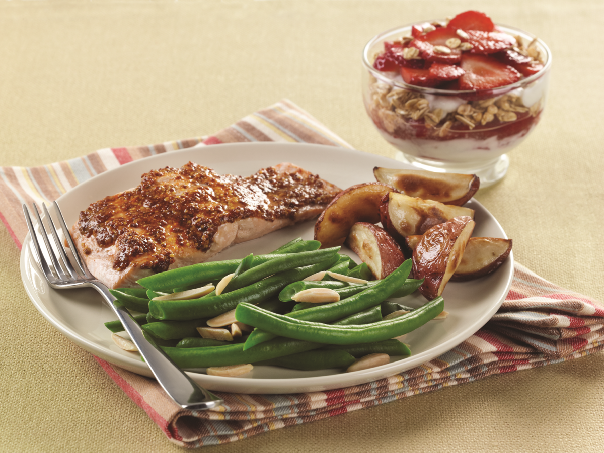 Smoky Mustard-Maple Salmon on a plate