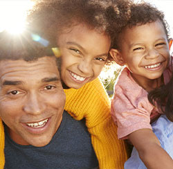 picture of a family with young children