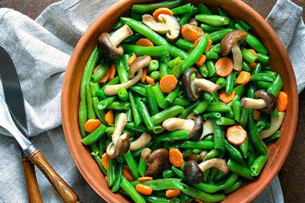 Green Bean and Mushroom Medley in a bowl