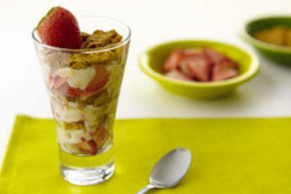 Strawberry Banana Parfait in a glass