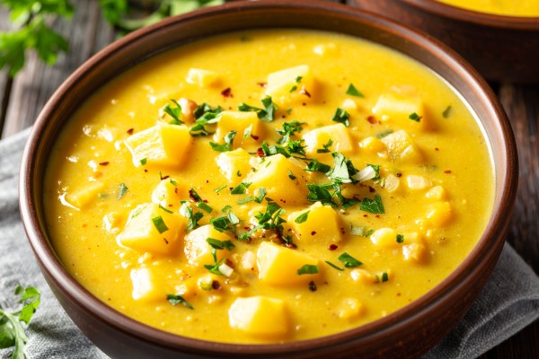 Image of Golden Split Pea Soup recipe in a bowl