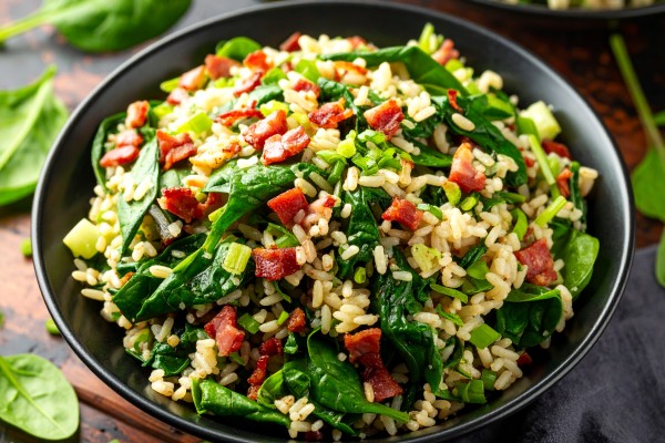 Image of Spinach Rice Salad Recipe in a bowl
