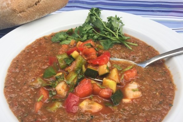 bowl of Farmers Market Gazpacho