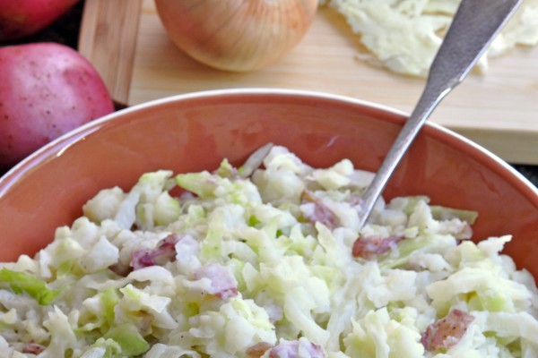 Red potatoes and cabbage in a bowl