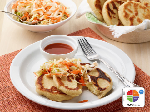 Stuffed Corncake with Pickled Coleslaw (Pupusas con Curtido)